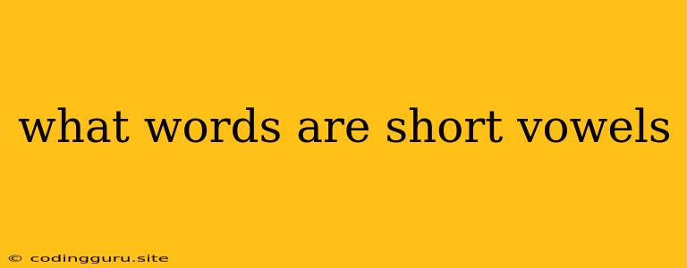 What Words Are Short Vowels