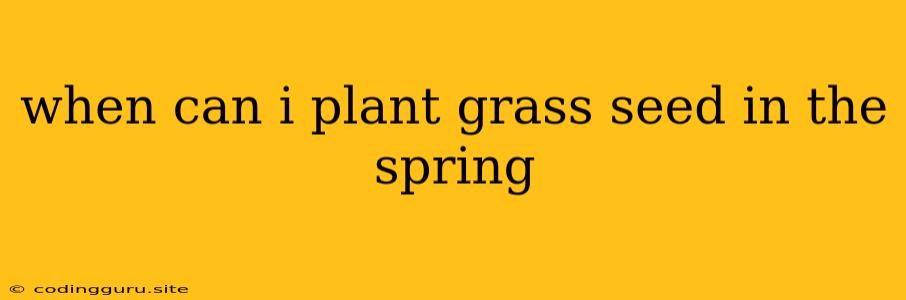 When Can I Plant Grass Seed In The Spring