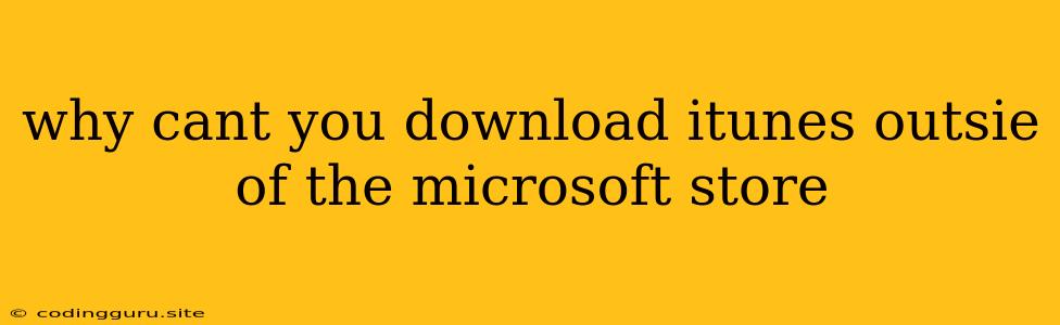 Why Cant You Download Itunes Outsie Of The Microsoft Store