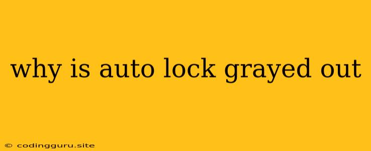 Why Is Auto Lock Grayed Out