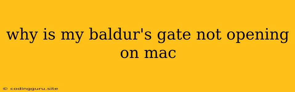 Why Is My Baldur's Gate Not Opening On Mac