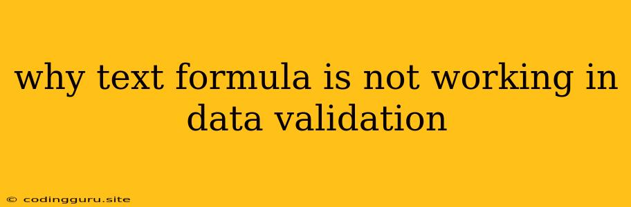 Why Text Formula Is Not Working In Data Validation