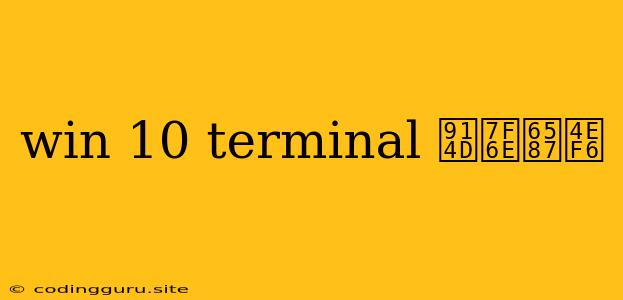 Win 10 Terminal 配置文件