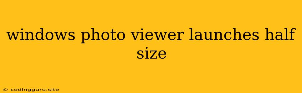 Windows Photo Viewer Launches Half Size