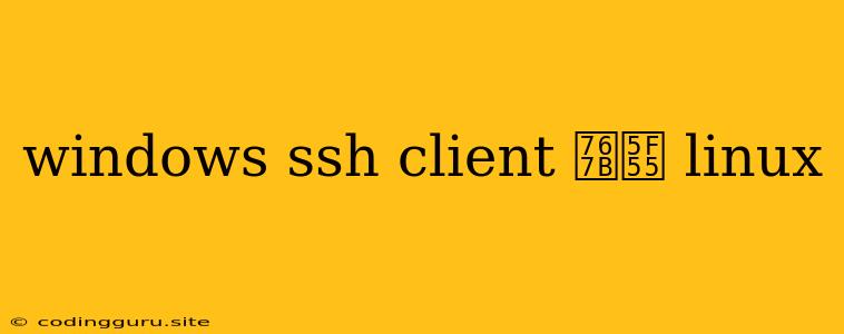 Windows Ssh Client 登录 Linux