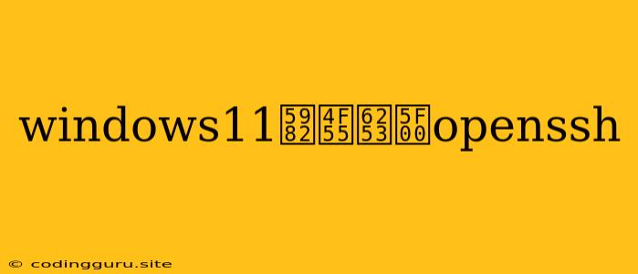 Windows11如何打开openssh