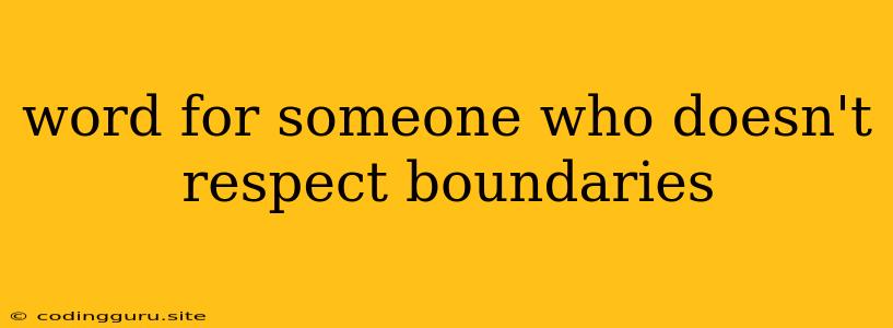 Word For Someone Who Doesn't Respect Boundaries