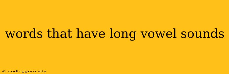 Words That Have Long Vowel Sounds