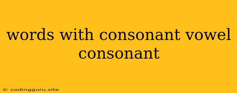 Words With Consonant Vowel Consonant