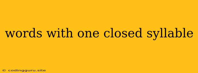 Words With One Closed Syllable