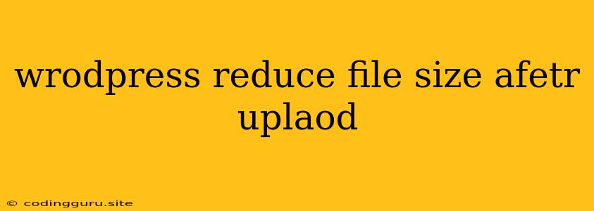 Wrodpress Reduce File Size Afetr Uplaod